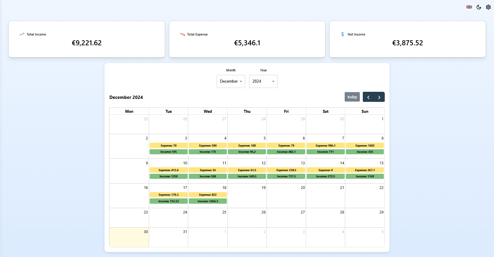 Financial Manager Main Hub